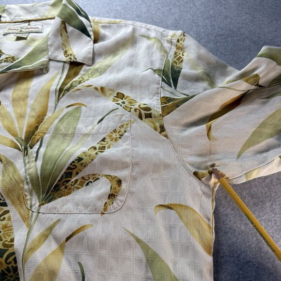 Tommy Bahama Ivory Breach Tropical Floral Hawaiian Silk Camp Shirt Mens Large** - Picture 9 of 10